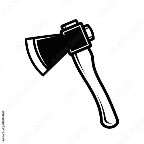 Black and white axe illustration on a white background.