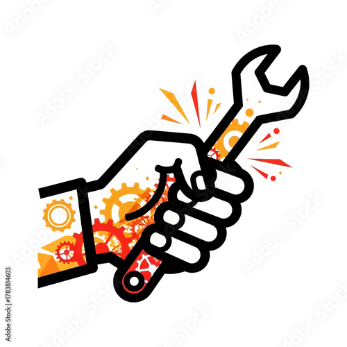Hand holding wrench representing repair and maintenance.