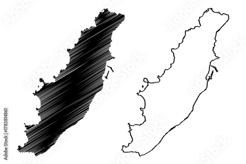 Awashima island (Japan, East Asia, Japanese archipelago) map vector illustration, scribble sketch Awashima map