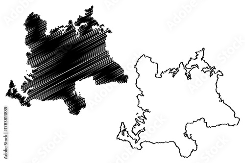 Fukue island (Japan, East Asia, Japanese archipelago, Goto Islands) map vector illustration, scribble sketch Fukue map