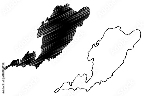 Goshoura island (Japan, East Asia, Japanese archipelago) map vector illustration, scribble sketch Goshoura map