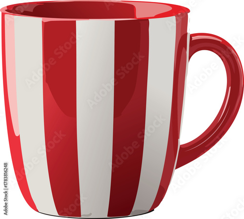 Festive Red and White Striped Holiday Mug in Minimal Studio Lighting