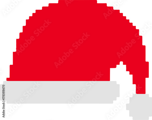 red santa hat pixel art icon, classic 8-bit vector, white background isolated
