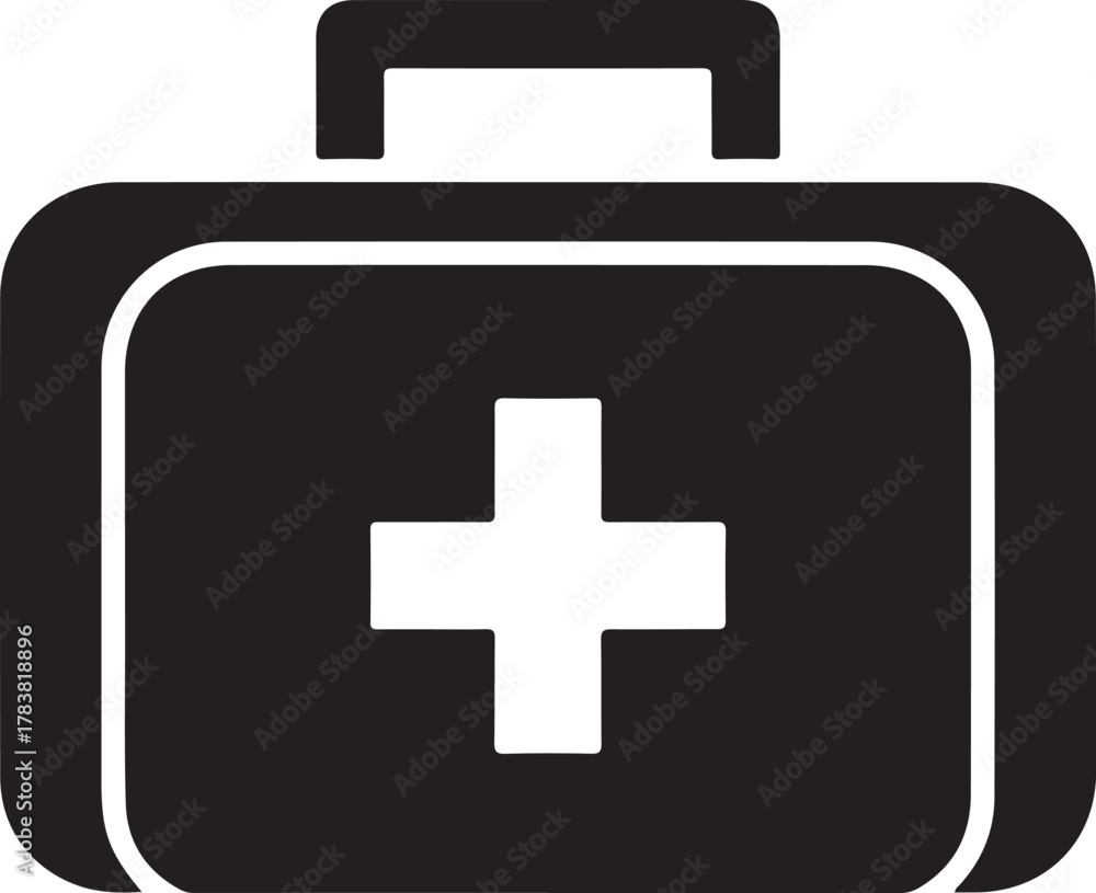 Obraz premium First Aid Kit Icon with Cross medical health