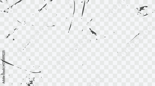 Abstract grunge texture with dark brush strokes on transparent background