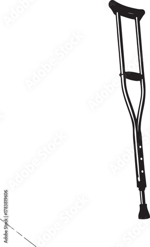 Black and White Silhouette of an Underarm Crutch medical