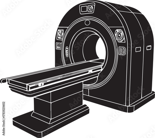 MRI scanner machine with patient table MRI scanner