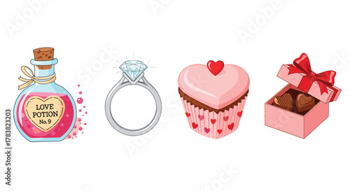 Valentines Day Symbols of Love and Celebration, Generative AI.