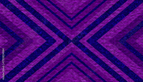 Abstract geometric background with a symmetrical X-shaped chevron pattern in vibrant purple and dark