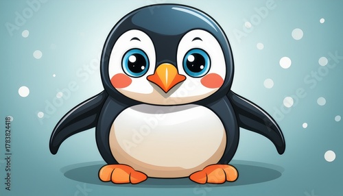 cute playful penguin with bright beady eyes