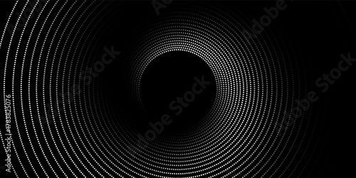 Circle dots texture isolated on white background. Vector abstract design element spiral circle sound wave vector logo modern black and white