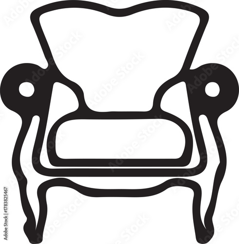 Elegant classic armchair furniture outline silhouette design vector