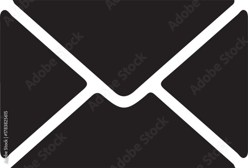 Simple black envelope icon with white outline for communication