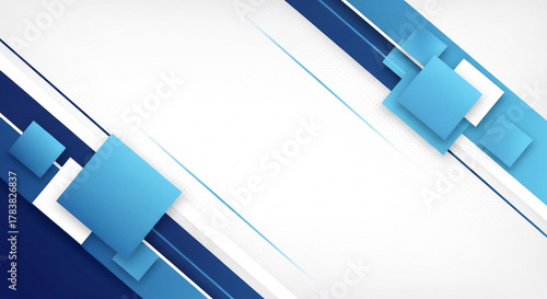 青と白の幾何学デザイン背景　モダンでシンプルなビジネスバナー
