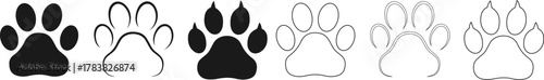 Different animal paw print vector illustrations.