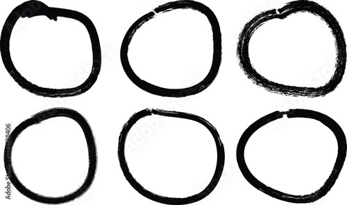 Collection of six hand drawn arrow icons with different styles and directions isolated on transparent background