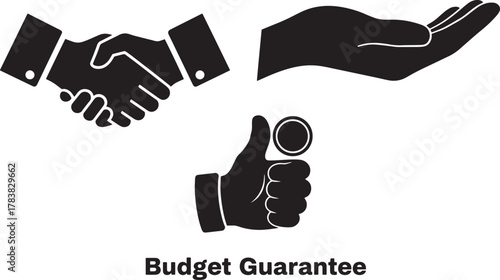 Handshake open palm thumb up coin agreement partnership