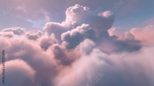 Dreamlike Flight Through Ethereal Pink & Blue Cloudscape
