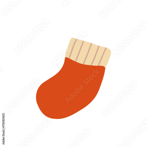 red christmas winter hand drawn  sock vector illustration 