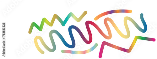 Bild auf Leinwand A colorful assortment of wavy and zigzag lines on a white background in a playfu