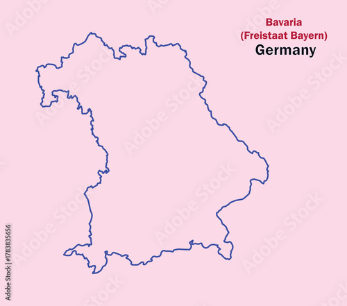 Map of Bavaria , Map of Germany states Vector Illustration. Map of Bavaria (Freistaat Bayern).