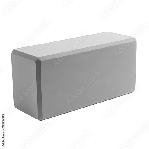 Gray yoga block for exercise and stretching isolated on transparent background, providing support and stability during various yoga poses and routines