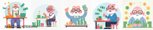 vector of grandfather counting money