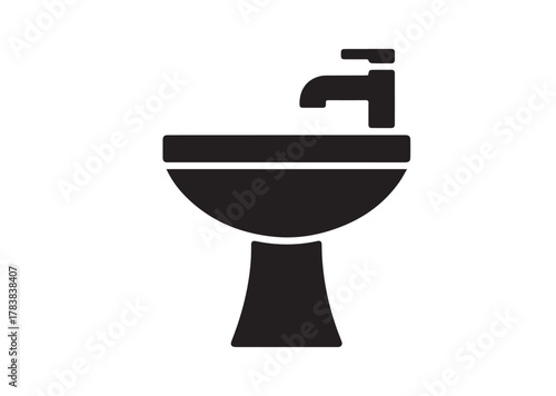 Wash basin or washstand with tap icon, Wash basin or washstand with tap solid vector