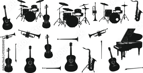 Success icons, achievement silhouettes, business growth, target arrow, mountain peak, flag victory, progress chart, motivation, leadership, personal development, teamwork