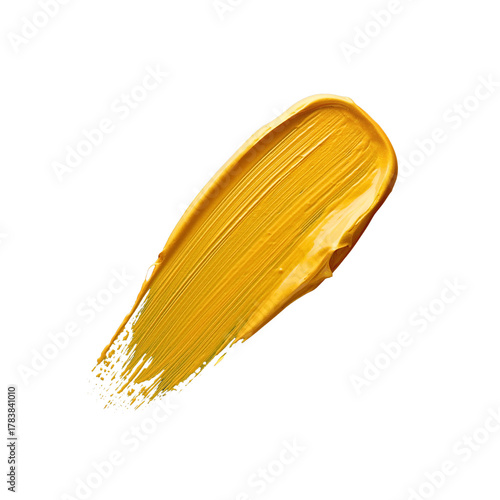 Golden Paint Stroke: A vibrant stroke of gold paint, textured and glistening, poised against a clean canvas, inviting artistic expression and creative flair.