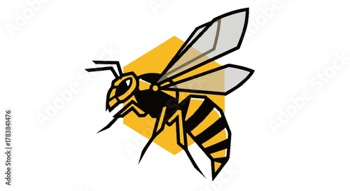 Detailed Illustration of a Striking Yellowjacket Wasp.