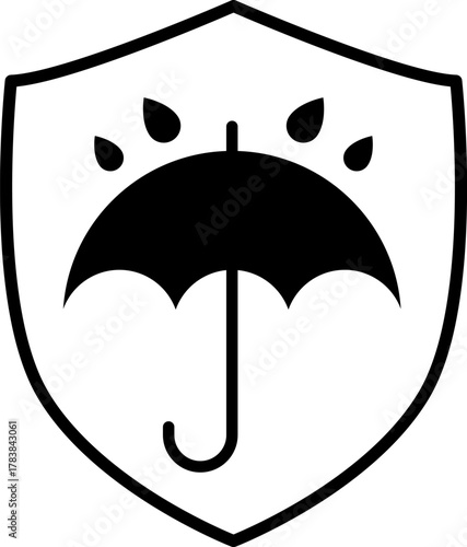 Waterproof icons. Water Proof sign collection. Water resistant symbol. Water protection icon with shield. Vector, PNG, jpeg. Keep dry. Open umbrella with water droplets icons set Water drop protection