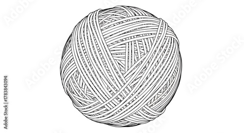 A Detailed Sketch of a Ball of Yarn.