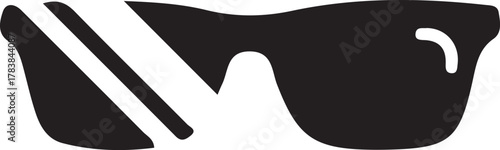 Black silhouette of sunglasses with white stripes on the lenses