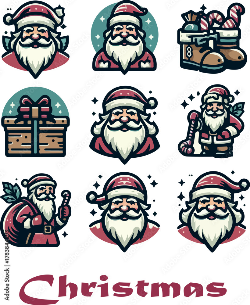 Obraz premium Christmas bundle logo icon vector white background .