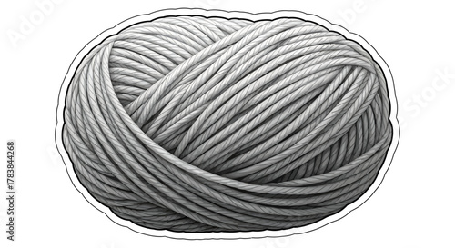 Ball of Yarn - A Knitted Sphere of Gray Threads.
