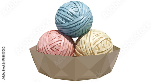 Colorful Yarn Balls in a Decorative Bowl.