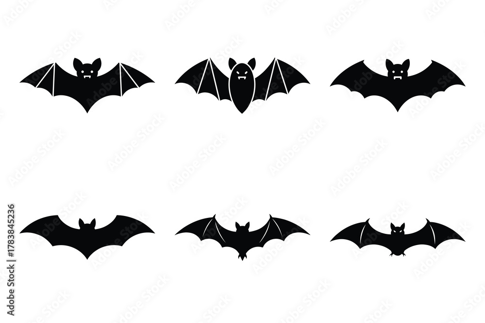 Fototapeta premium bat icon set silhouette on white background