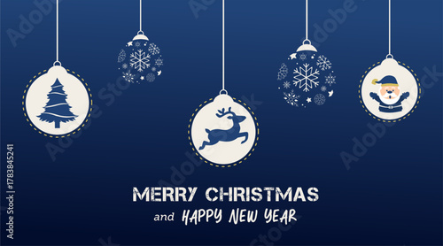 christmas greeting card with snow balls