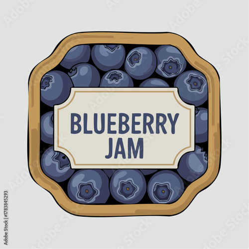 Slice of bread with blueberry jam illustration, sweet breakfast food vector