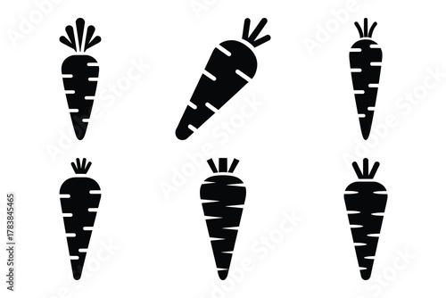 carrot icon set silhouette on white background