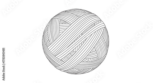 Detailed illustration of a ball of yarn with intricate thread patterns.