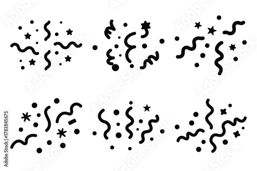 confetti icon set silhouette on white background