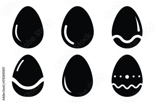 easter egg icon set silhouette on white background