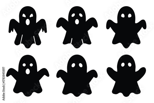 ghost icon set silhouette on white background