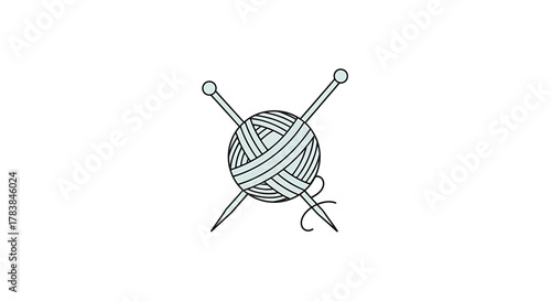 Knitting Needles and Yarn Ball Craft Hobby Illustration.