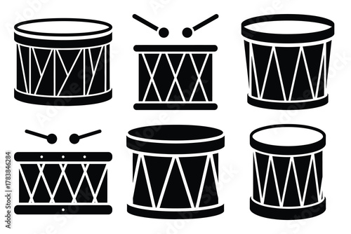 irish drum icon set silhouette on white background