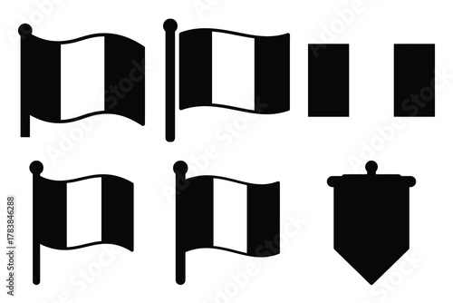 irish flag icon set silhouette on white background