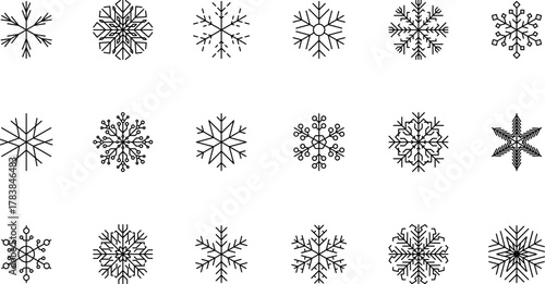 Snowflake snow freeze winter thin line outline icon. Snowflake icon. Keep frozen. Snowflake marking. Keep below zero. Air conditioner. Snowflakes thin line icon set. Snowflake Simple illustration.