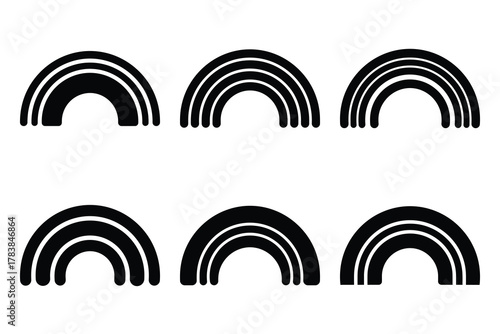 rainbow icon set silhouette on white background